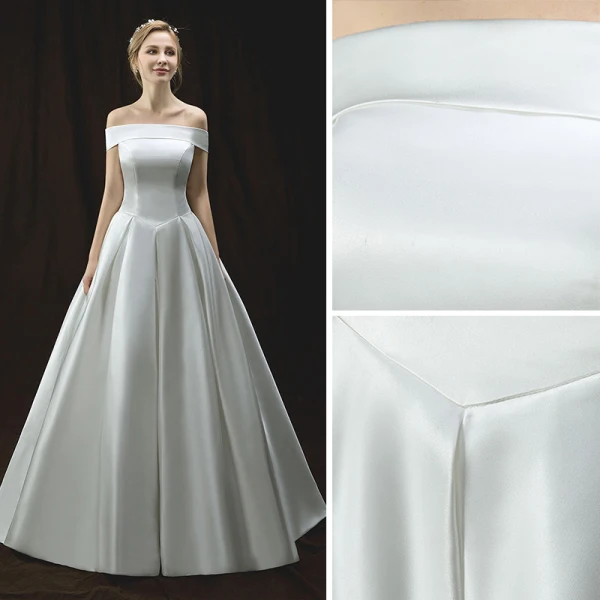Simple Ivoire Robe De Mariée 2018 Princesse De l'épaule Manches Courtes Dos Nu Longue Volants