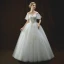 Chic / Beautiful Ivory Wedding Dresses 2018 Ball Gown See-through Scoop Neck Short Sleeve Backless Appliques Lace Rhinestone Beading Floor-Length / Long Ruffle