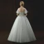 Chic / Beautiful Ivory Wedding Dresses 2018 Ball Gown See-through Scoop Neck Short Sleeve Backless Appliques Lace Rhinestone Beading Floor-Length / Long Ruffle