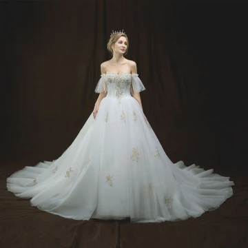 Chic Beautiful Ivory Wedding Dresses 2018 A Line Princess Sweetheart Short Sleeve Backless Appliques Lace Sequins Pearl Chapel Train Ruffle