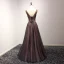 Chic / Beautiful Black Champagne Evening Dresses  2017 A-Line / Princess V-Neck Sleeveless Appliques Flower Beading Crystal Floor-Length / Long Ruffle Backless Formal Dresses