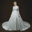 Chinese style Ivory Pierced Wedding Dresses 2018 A-Line / Princess High Neck Long Sleeve Backless Sash Cathedral Train Ruffle