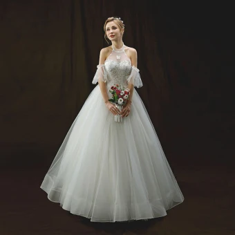 Chic Belle Ivoire Robe De Mariée 2018 Princesse Titulaire Manches Courtes Dos Nu Appliques En Dentelle Paillettes Perlage Longue Volants
