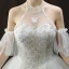 Chic / Belle Ivoire Robe De Mariée 2018 Princesse Titulaire Manches Courtes Dos Nu Appliques En Dentelle Paillettes Perlage Longue Volants