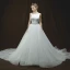 Élégant Ivoire Robe De Mariée 2018 Princesse Encolure Dégagée Sans Manches Dos Nu Perle Faux Diamant Ceinture Chapel Train Volants