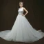 Élégant Ivoire Robe De Mariée 2018 Princesse Encolure Dégagée Sans Manches Dos Nu Perle Faux Diamant Ceinture Chapel Train Volants