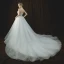 Élégant Ivoire Robe De Mariée 2018 Princesse Encolure Dégagée Sans Manches Dos Nu Perle Faux Diamant Ceinture Chapel Train Volants