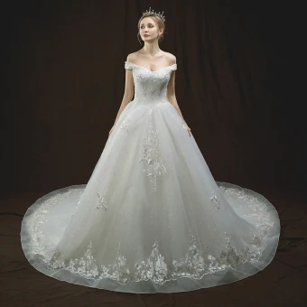 Bling Bling Ivoire Robe De Mariée 2018 Princesse De L Épaule Manches Courtes Dos Nu Appliques En Dentelle Paillettes Perlage Glitter Tulle Cathedral Train Volants