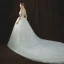 Luxury / Gorgeous Ivory Wedding Dresses 2018 Ball Gown Off-The-Shoulder Short Sleeve Backless Appliques Lace Beading Cathedral Train Ruffle