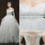 Luxury / Gorgeous Ivory Wedding Dresses 2018 Ball Gown Off-The-Shoulder Short Sleeve Backless Appliques Lace Beading Cathedral Train Ruffle