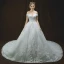 Luxury / Gorgeous Ivory Wedding Dresses 2018 A-Line / Princess Off-The-Shoulder Short Sleeve Backless Appliques Lace Glitter Sequins Beading Cathedral Train Ruffle