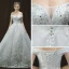 Luxury / Gorgeous Ivory Wedding Dresses 2018 A-Line / Princess Off-The-Shoulder Short Sleeve Backless Appliques Lace Glitter Sequins Beading Cathedral Train Ruffle