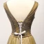 Modern / Fashion Gold Evening Dresses  2017 A-Line / Princess V-Neck Sleeveless Beading Crystal Glitter Sequins Pearl Metal Sash Floor-Length / Long Ruffle Backless Formal Dresses