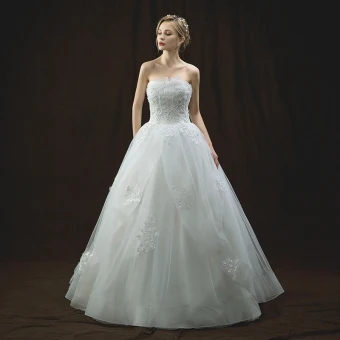 Chic Belle Ivoire Robe De Mariée 2018 Robe Boule Bustier Sans Manches Dos Nu Appliques En Dentelle Paillettes Perle Longue Volants