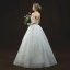 Chic / Belle Ivoire Robe De Mariée 2018 Robe Boule Bustier Sans Manches Dos Nu Appliques En Dentelle Paillettes Perle Longue Volants