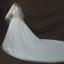 Chic / Belle Ivoire Robe De Mariée 2018 Robe Boule Transparentes V-Cou Manches Courtes Dos Nu Appliques En Dentelle Paillettes Perle Royal Train Volants