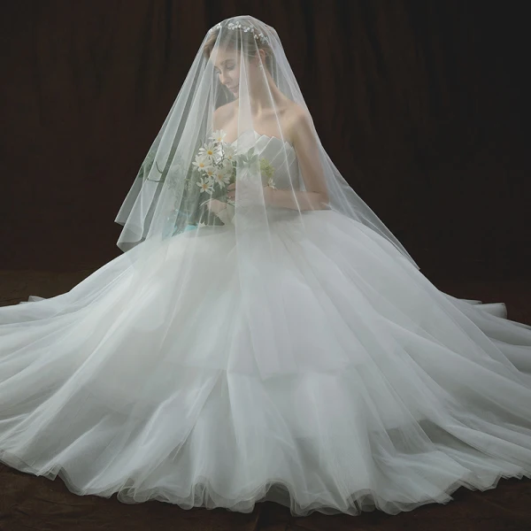 Simple Ivoire Robe De Mariée 2018 Princesse Unique Bustier Sans Manches Dos Nu Longue Volants