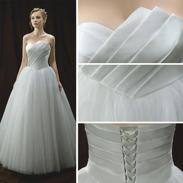 Simple Ivoire Robe De Mariée 2018 Princesse Unique Bustier Sans Manches Dos Nu Longue Volants