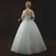 Chic / Belle Ivoire Transparentes Robe De Mariée 2018 Robe Boule Encolure Dégagée Manches Courtes Dos Nu Appliques En Dentelle Paillettes Perle Perlage Longue Volants