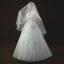 Chic / Belle Ivoire Transparentes Robe De Mariée 2018 Robe Boule Encolure Dégagée Manches Courtes Dos Nu Appliques En Dentelle Paillettes Perle Perlage Longue Volants