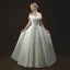 Chic / Beautiful Ivory Wedding Dresses 2018 A-Line / Princess Off-The-Shoulder Short Sleeve Backless Floor-Length / Long Ruffle