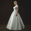 Chic / Beautiful Ivory Wedding Dresses 2018 A-Line / Princess Off-The-Shoulder Short Sleeve Backless Floor-Length / Long Ruffle