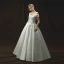 Chic / Beautiful Ivory Wedding Dresses 2018 A-Line / Princess Off-The-Shoulder Short Sleeve Backless Floor-Length / Long Ruffle