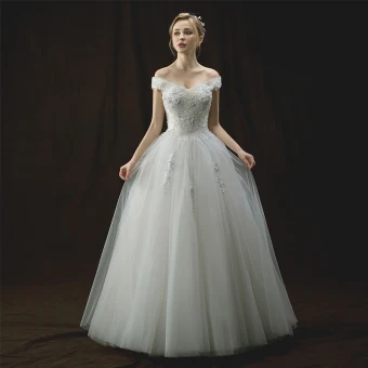 Chic Belle Ivoire Robe De Mariée 2018 Princesse De L Épaule Manches Courtes Dos Nu Appliques En Dentelle Fleur Perle Paillettes Longue Volants