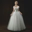 Chic / Beautiful Ivory Wedding Dresses 2018 A-Line / Princess Off-The-Shoulder Short Sleeve Backless Appliques Lace Flower Pearl Sequins Floor-Length / Long Ruffle