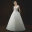 Chic / Beautiful Ivory Wedding Dresses 2018 A-Line / Princess Off-The-Shoulder Short Sleeve Backless Appliques Lace Flower Pearl Sequins Floor-Length / Long Ruffle