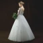 Chic / Beautiful Ivory Pierced Wedding Dresses 2018 A-Line / Princess Scoop Neck 1/2 Sleeves Backless Appliques Lace Sequins Pearl Beading Floor-Length / Long Ruffle