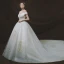 Bling Bling Ivoire Robe De Mariée 2018 Robe Boule De l'épaule Transparentes V-Cou Manches Courtes Dos Nu Glitter Étoile Appliques En Dentelle Perle Perlage Cathedral Train Volants