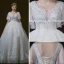 Luxe Ivoire Robe De Mariée 2018 Robe Boule Transparentes V-Cou Manches Courtes Dos Nu Appliques En Dentelle Paillettes Perlage Cathedral Train Volants