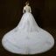 Élégant Ivoire Robe De Mariée 2018 Robe Boule De l'épaule V-Cou Manches Courtes Dos Nu Étoile Appliques En Dentelle Paillettes Perle Perlage Cathedral Train Volants