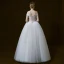 Simple Ivoire Robe De Mariée 2018 Princesse De l'épaule Manches Courtes Dos Nu Perlage Longue Volants