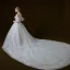 Elegant Elfenben Brudekjoler 2018 Ballkjole Av Skulderen Kjæreste Korte Ermer Ryggløse Appliques Blonder Beading Cathedral Train Buste