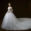 Bling Bling Ivoire Robe De Mariée 2018 Robe Boule De l'épaule Manches Courtes Dos Nu Étoile Appliques En Dentelle Perle Perlage Cathedral Train Volants