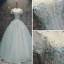Moderne / Mode Multi-Couleurs Robe De Bal 2017 Robe Boule Encolure Dégagée Manches Courtes Appliques En Dentelle Fleur Paillettes Perlage Perle Longue Volants Percé Dos Nu Robe De Ceremonie