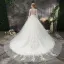 Classic Romantic Church Wedding Dresses 2017 Lace Appliques Backless Long Sleeve Scoop Neck Cathedral Train White Ball Gown
