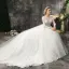 Classic Romantic Church Wedding Dresses 2017 Lace Appliques Backless Long Sleeve Scoop Neck Cathedral Train White Ball Gown