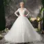 Classic Romantic Church Wedding Dresses 2017 Lace Appliques Backless Long Sleeve Scoop Neck Cathedral Train White Ball Gown