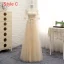 Chic / Belle Champagne Transparentes Été Robe Demoiselle D'honneur 2018 Princesse Encolure Dégagée 1/2 Manches Appliques En Dentelle Noeud Ceinture Volants Dos Nu Robe Pour Mariage