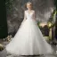 Classic Romantic Church Wedding Dresses 2017 Lace Appliques Backless Long Sleeve Scoop Neck Cathedral Train White Ball Gown
