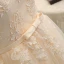 Chic / Belle Champagne Transparentes Été Robe Demoiselle D'honneur 2018 Princesse Encolure Dégagée 1/2 Manches Appliques En Dentelle Noeud Ceinture Volants Dos Nu Robe Pour Mariage