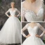 Classic Romantic Church Wedding Dresses 2017 Lace Appliques Backless Long Sleeve Scoop Neck Cathedral Train White Ball Gown