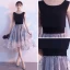 Élégant Noire Gris de retour Robe De Graduation 2018 Princesse Encolure Dégagée Sans Manches Impression Fleur Tulle Mi-Longues Volants Robe De Ceremonie