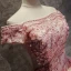 Modern / Fashion Pearl Pink Prom Dresses 2017 Ball Gown Off-The-Shoulder Short Sleeve Appliques Lace Flower Pearl Rhinestone Floor-Length / Long Ruffle Backless Formal Dresses