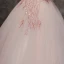 Modern / Fashion Pearl Pink Prom Dresses 2017 Ball Gown Off-The-Shoulder Short Sleeve Appliques Lace Flower Pearl Rhinestone Floor-Length / Long Ruffle Backless Formal Dresses