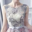 Modern / Fashion Champagne Blushing Pink Prom Dresses 2017 Ball Gown Scoop Neck Sleeveless Appliques Lace Rhinestone Bow Sash Floor-Length / Long Ruffle Pierced Backless Formal Dresses