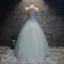 Chic / Beautiful Spotted Sky Blue Prom Dresses 2017 Ball Gown V-Neck Sleeveless Appliques Flower Pearl Floor-Length / Long Ruffle Pierced Backless Formal Dresses